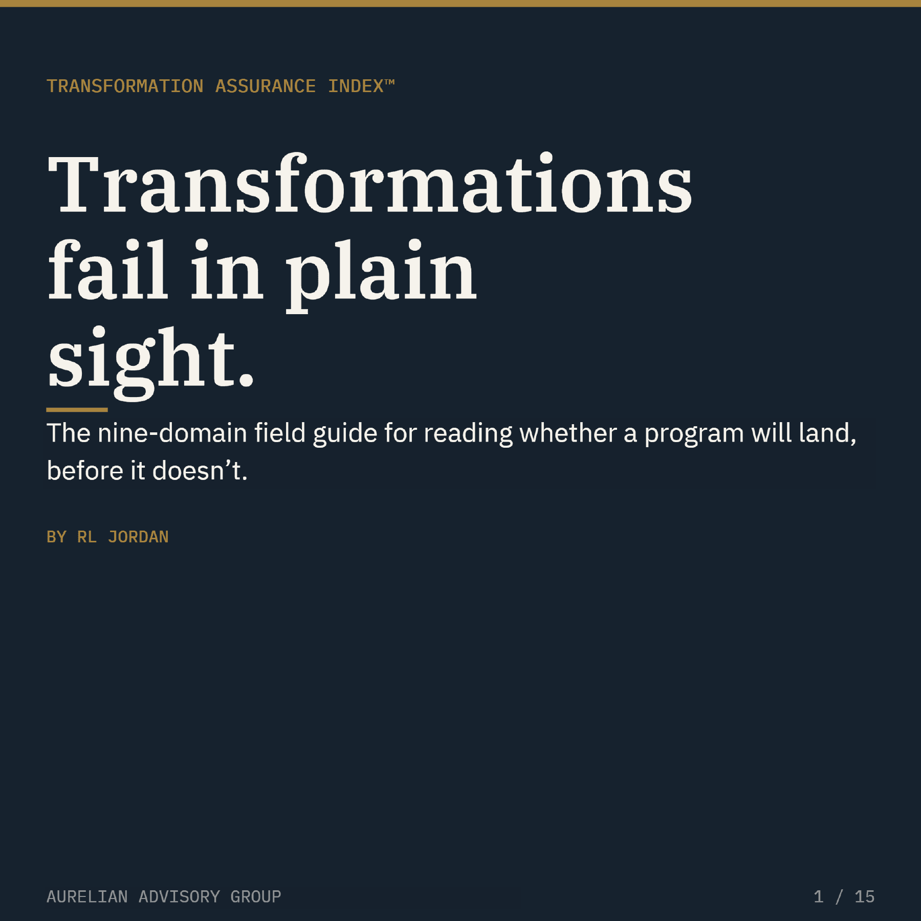 Cover of the Transformation Assurance Index by Ronald L. Jordan Jr.